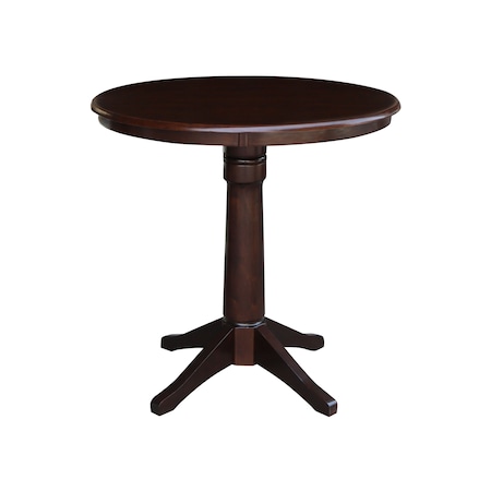 International Concepts Round 36 in Round Top Pedestal Table, 34.9 inH, Rich Mocha, 36 in W, 36 in L, 35.9 in H, Wood K15-36RT-27B-6B